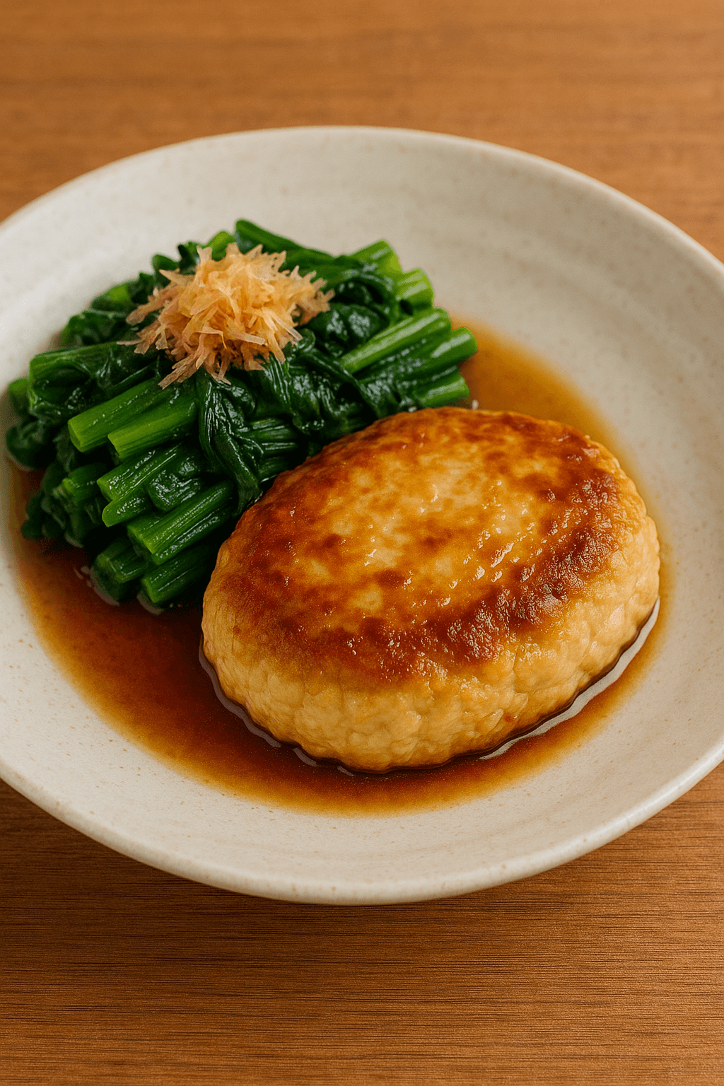 豆腐ハンバーグとほうれん草のおひたし